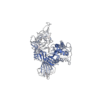 9588_6acc_A_v1-2
Trypsin-cleaved and low pH-treated SARS-CoV spike glycoprotein and ACE2 complex, ACE2-free conformation with three RBD in down conformation