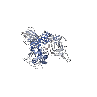 9588_6acc_C_v1-2
Trypsin-cleaved and low pH-treated SARS-CoV spike glycoprotein and ACE2 complex, ACE2-free conformation with three RBD in down conformation