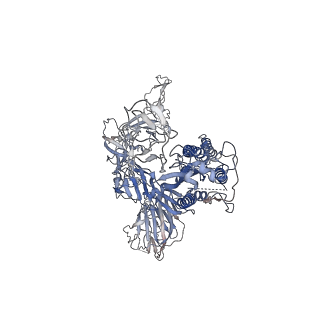 9589_6acd_A_v1-2
Trypsin-cleaved and low pH-treated SARS-CoV spike glycoprotein and ACE2 complex, ACE2-free conformation with one RBD in up conformation