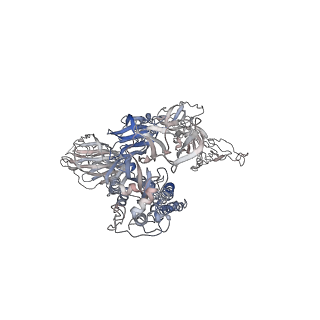 7578_6cs0_A_v2-0
SARS Spike Glycoprotein, Trypsin-cleaved, Stabilized variant, one S1 CTD in an upwards conformation