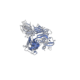 27799_8dzi_E_v1-2
Structure of SARS-CoV-2 Omicron BA.1.1.529 Spike trimer with one RBD down in complex with the Fab fragment of human neutralizing antibody MB.02