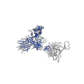 31034_7e9o_B_v1-1
Cryo-EM structure of the SARS-CoV-2 S-6P in complex with 35B5 Fab(3 up RBDs, state2)