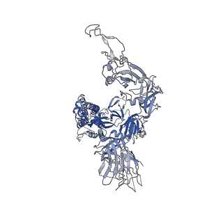 31047_7eaz_B_v1-1
Cryo-EM structure of SARS-CoV-2 Spike D614G variant, one RBD-up conformation 1