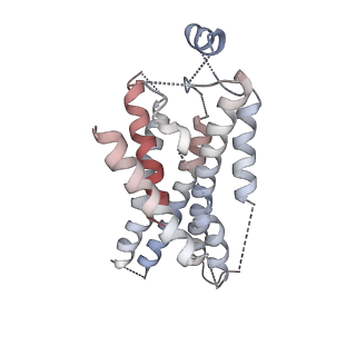 40005_8ggf_R_v1-2
CryoEM structure of beta-2-adrenergic receptor in complex with GTP-bound Gs heterotrimer (transition intermediate #20 of 20)