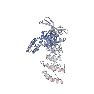 23474_7lpa_A_v1-0
Cryo-EM structure of full-length TRPV1 with capsaicin at 4 degrees Celsius