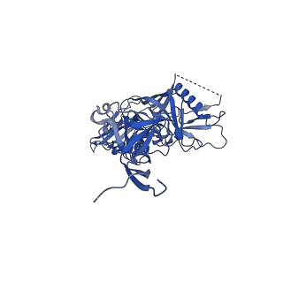 9189_6mph_B_v1-1
Cryo-EM structure at 3.8 A resolution of HIV-1 fusion peptide-directed antibody, DF1W-a.01, elicited by vaccination of Rhesus macaques, in complex with stabilized HIV-1 Env BG505 DS-SOSIP, which was also bound to antibodies VRC03 and PGT122