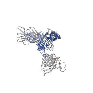 24106_7n0h_B_v1-2
CryoEM structure of SARS-CoV-2 spike protein (S-6P, 2-up) in complex with sybodies (Sb45)