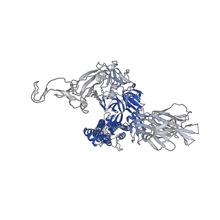 25508_7sxw_B_v1-1
Cryo-EM structure of the SARS-CoV-2 D614G,N501Y,E484K,K417T mutant spike protein ectodomain