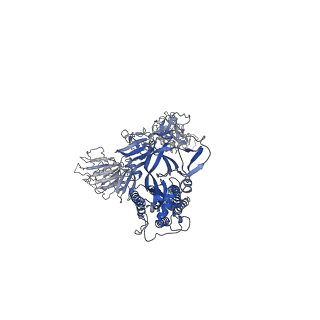 41143_8taz_A_v1-0
Cryo-EM structure of mink variant Y453F trimeric spike protein bound to one mink ACE2 receptors