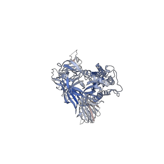 25988_7tld_A_v1-2
Down-state locked, S2 stabilized rS2d-HexaPro SARS-CoV-2 spike ectodomain in the RBD-down conformation, State 2