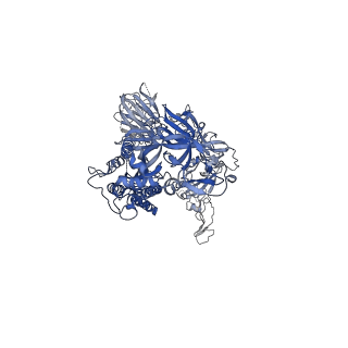 26039_7tov_A_v1-2
Delta (B.1.617.2) SARS-CoV-2 variant spike protein (S-GSAS-Delta) in the 1-RBD-up conformation; consensus state D2