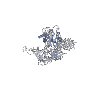 26042_7toz_A_v1-2
Delta (B.1.617.2) SARS-CoV-2 variant spike protein (S-GSAS-Delta) in the 3-RBD-down conformation; Subclassification D7 state