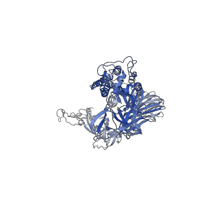 26043_7tp0_A_v1-2
Delta (B.1.617.2) SARS-CoV-2 variant spike protein (S-GSAS-Delta) in the 3-RBD-down conformation; Subclassification D8 state