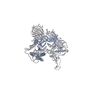 26051_7tpc_A_v1-2
Delta (B.1.617.2) SARS-CoV-2 variant spike protein (S-GSAS-Delta) in the 1-RBD-up conformation; Subclassification D15 state