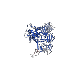 31760_7v76_B_v1-0
Cryo-EM structure of SARS-CoV-2 S-Beta variant (B.1.351), uncleavable form, one RBD-up conformation