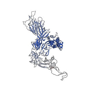 31768_7v7e_C_v1-0
Cryo-EM structure of SARS-CoV-2 S-Kappa variant (B.1.617.1), one RBD-up conformation 1