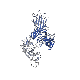 22127_6xcm_A_v1-1
Structure of the SARS-CoV-2 spike glycoprotein in complex with the C105 neutralizing antibody Fab fragment (state 1)
