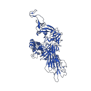 33454_7xu0_C_v1-1
Structure of SARS-CoV-2 Spike Protein with Engineered x3 Disulfide (x3(D427C, V987C) and single Arg S1/S2 cleavage site), Locked-211 Conformation