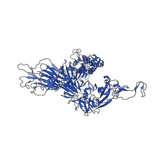 33455_7xu1_A_v1-1
Structure of SARS-CoV-2 Spike Protein with Engineered x3 Disulfide (x3(D427C, V987C) and single Arg S1/S2 cleavage site), Locked-122 Conformation