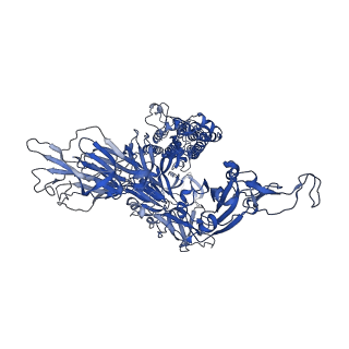 33458_7xu4_A_v1-1
Structure of SARS-CoV-2 D614G Spike Protein with Engineered x3 Disulfide (x3(D427C, V987C) and single Arg S1/S2 cleavage site), Locked-2 Conformation
