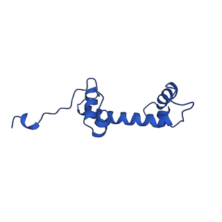 11221_6zhy_C_v1-1
Cryo-EM structure of the regulatory linker of ALC1 bound to the nucleosome's acidic patch: hexasome class.