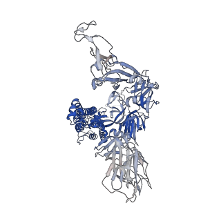 11330_6zoy_C_v2-3
Structure of Disulphide-stabilized SARS-CoV-2 Spike Protein Trimer (x1 disulphide-bond mutant, S383C, D985C, K986P, V987P, single Arg S1/S2 cleavage site) in Closed State