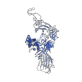 11333_6zp1_B_v1-0
Structure of SARS-CoV-2 Spike Protein Trimer (K986P, V987P, single Arg S1/S2 cleavage site) in Closed State